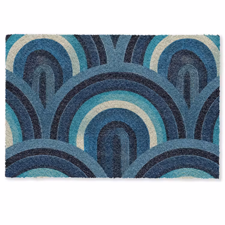 Bogen - Geometrisch - Patroon - Blauw - Retro Deurmat klein 898 -zkaufland3d