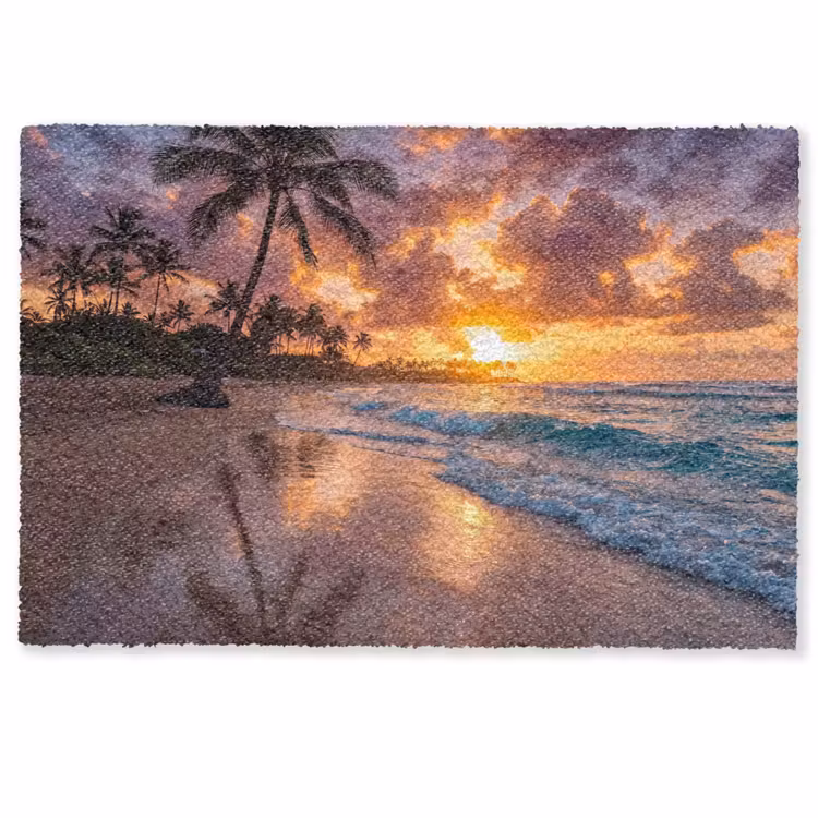 Strand - Zonsopgang - Tropisch - Natuur - Oranje Deurmat klein -zkaufland3d
