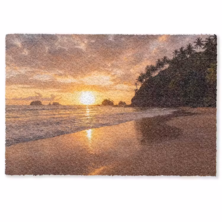 Strand - Zonsondergang - Natuur - Tropisch - Oranje Deurmat klein -zkaufland3d