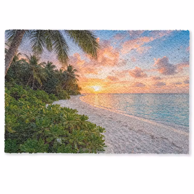 Strand - Zonsondergang - Palmbomen - Tropisch - Natuur Deurmat klein -zkaufland3d