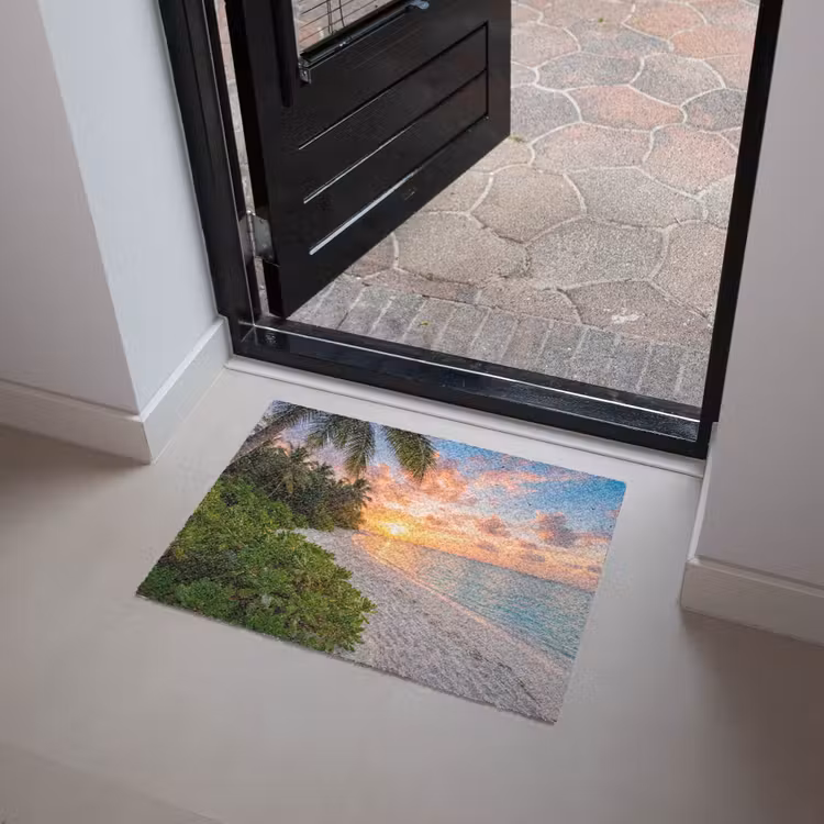 Strand - Zonsondergang - Palmbomen - Tropisch - Natuur Deurmat klein -sfeer5