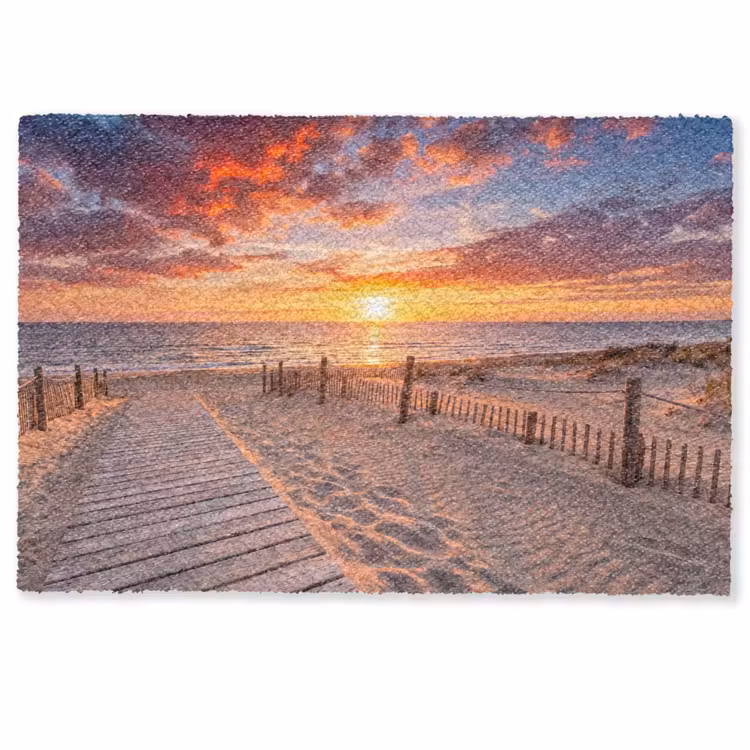 Strand - Zonsondergang - Zee - Natuur - Oranje Deurmat klein -zkaufland3d