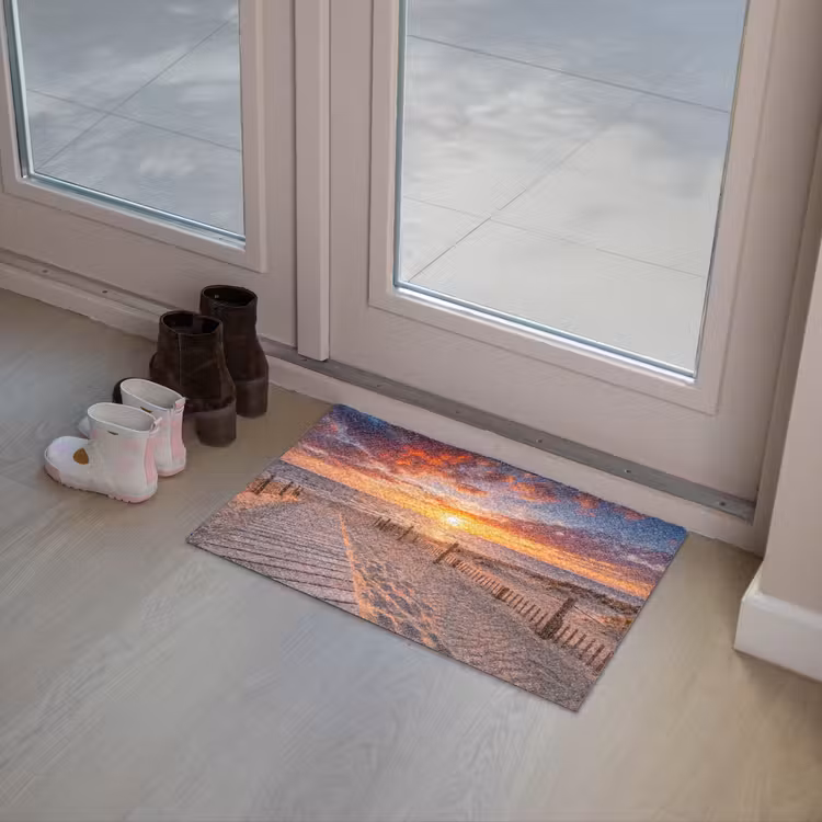 Strand - Zonsondergang - Zee - Natuur - Oranje Deurmat klein -sfeer3