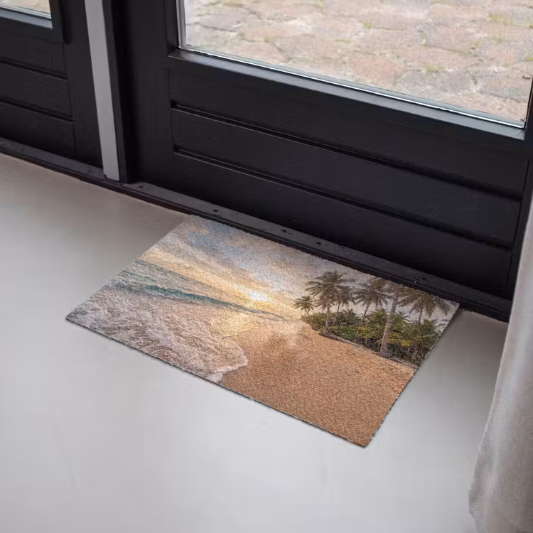 Strand - Zonsondergang - Tropisch - Natuur - Goud Deurmat klein -sfeer2