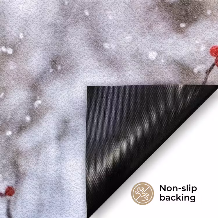 Bessen - Takken - Sneeuw - Winter - Kleurrijk Deurmat klein -antislip_EN