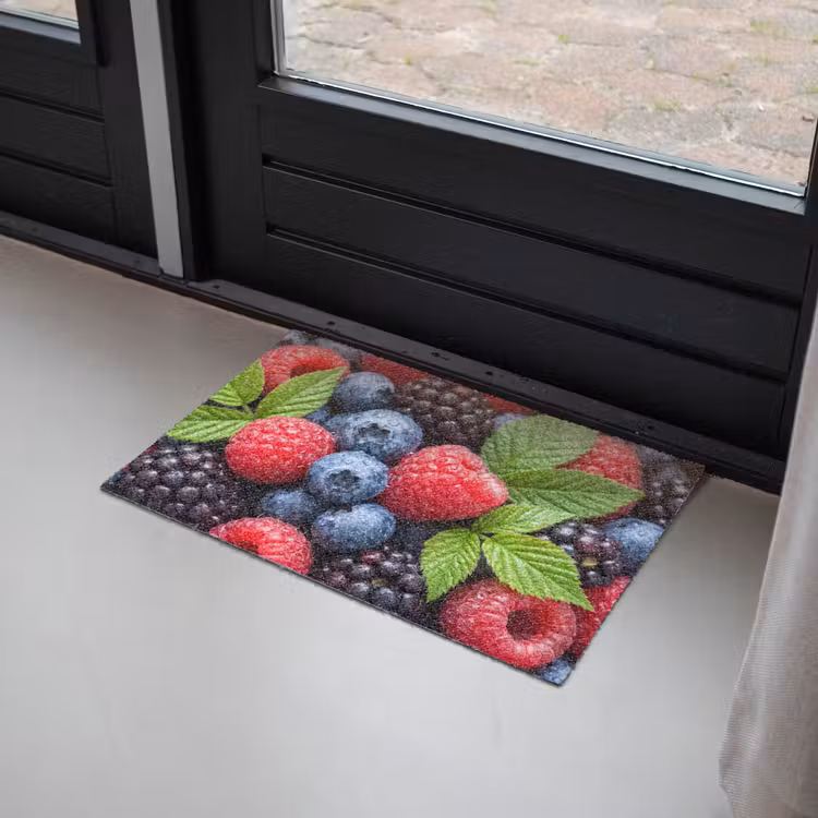 Bessen - Vers - Waterdruppels - Kleurrijk - Eten Deurmat klein -sfeer2