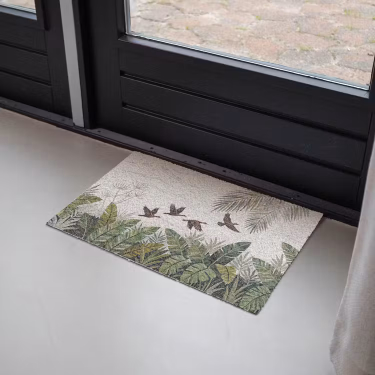 Vogel - Vliegend - Tropisch - Mozaïek - Groen Deurmat klein -sfeer2