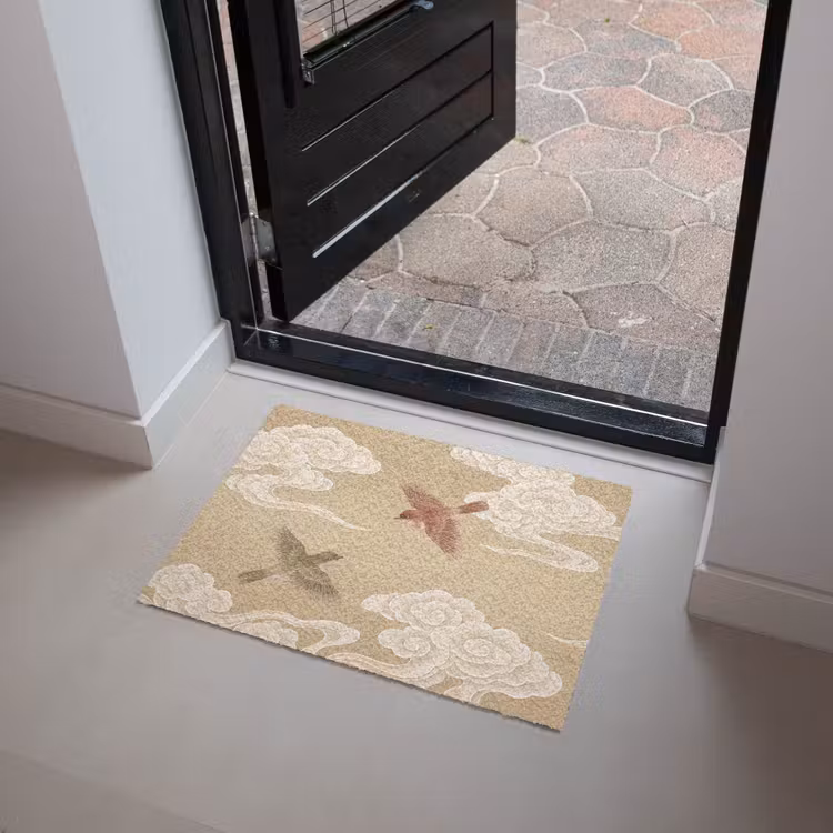Vogels - Vliegen - Beige Deurmat klein -sfeer5