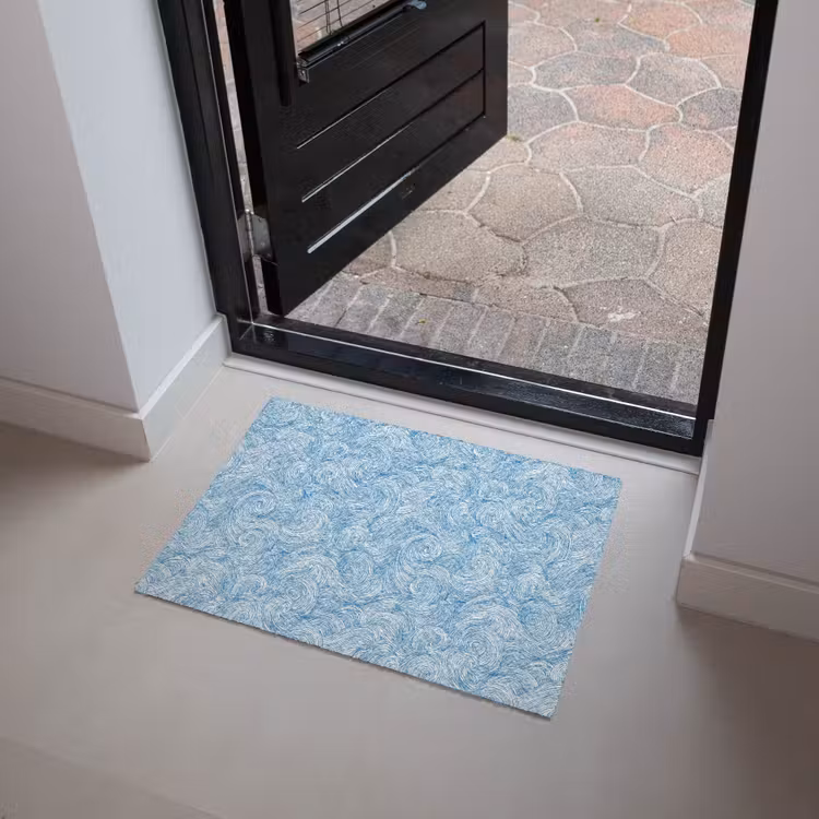 Blauw - Wit - Spiraal - Golven - Lijnen Deurmat klein 898 -sfeer5