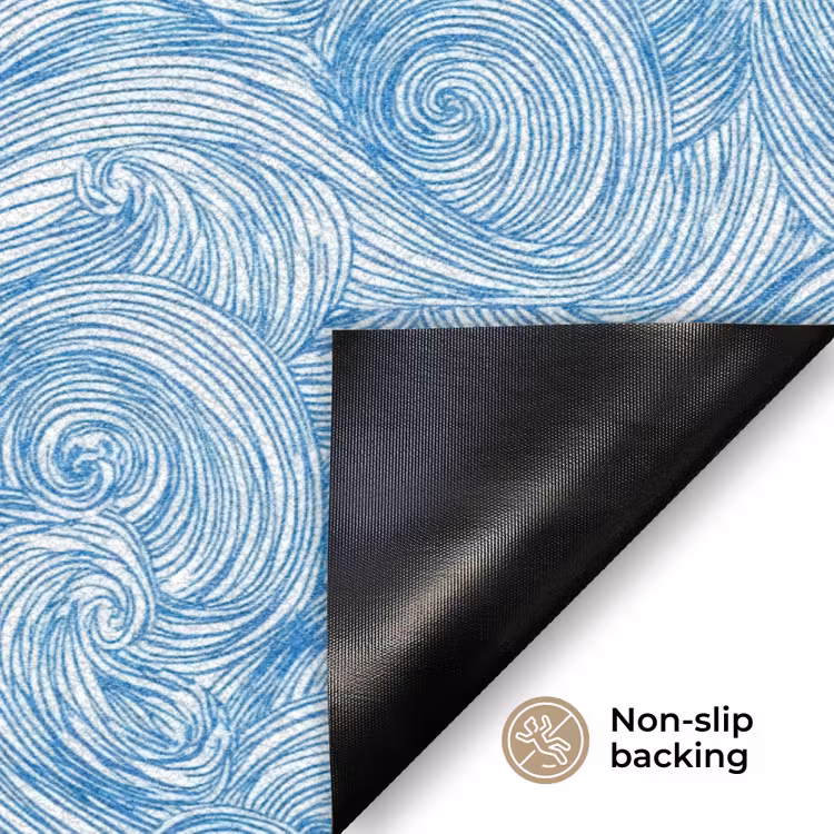 Blauw - Wit - Spiraal - Golven - Lijnen Deurmat klein 898 -antislip_EN