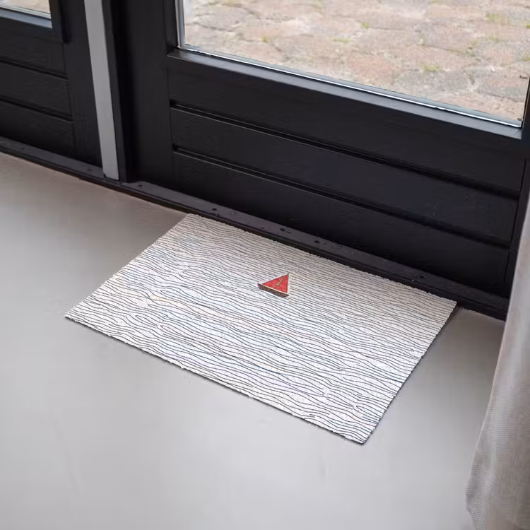 Boot - Water - Rood - Illustratie - Minimalistisch Deurmat klein -sfeer2