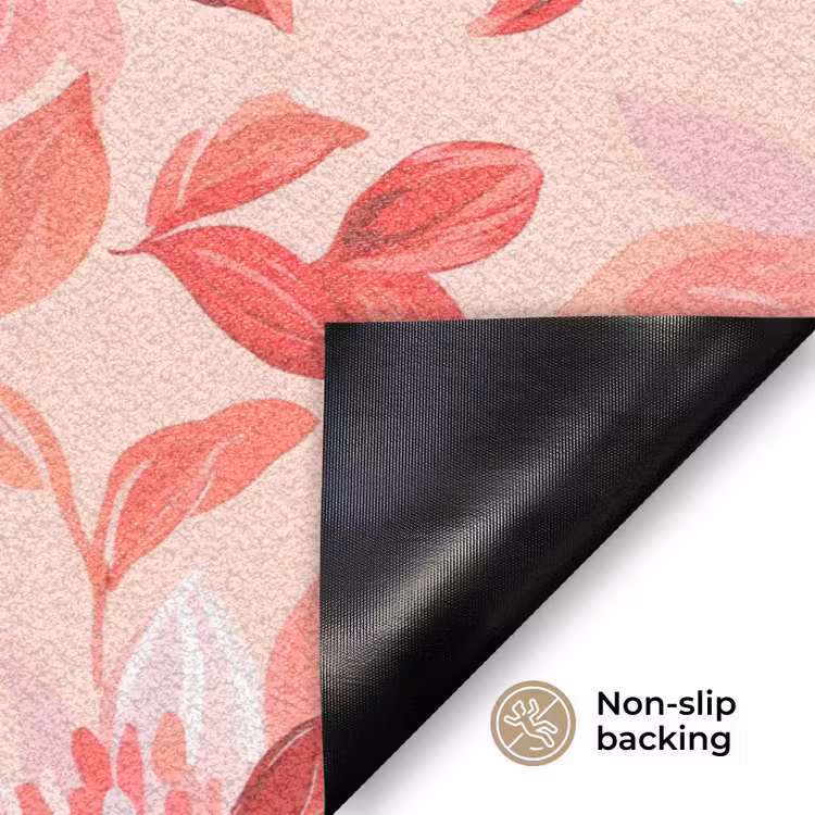 Botanisch - Bloemen - Rood Deurmat klein 898 -antislip_EN