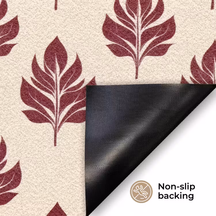 Botanisch - Patroon - Bordeaux Deurmat klein 898 -antislip_EN