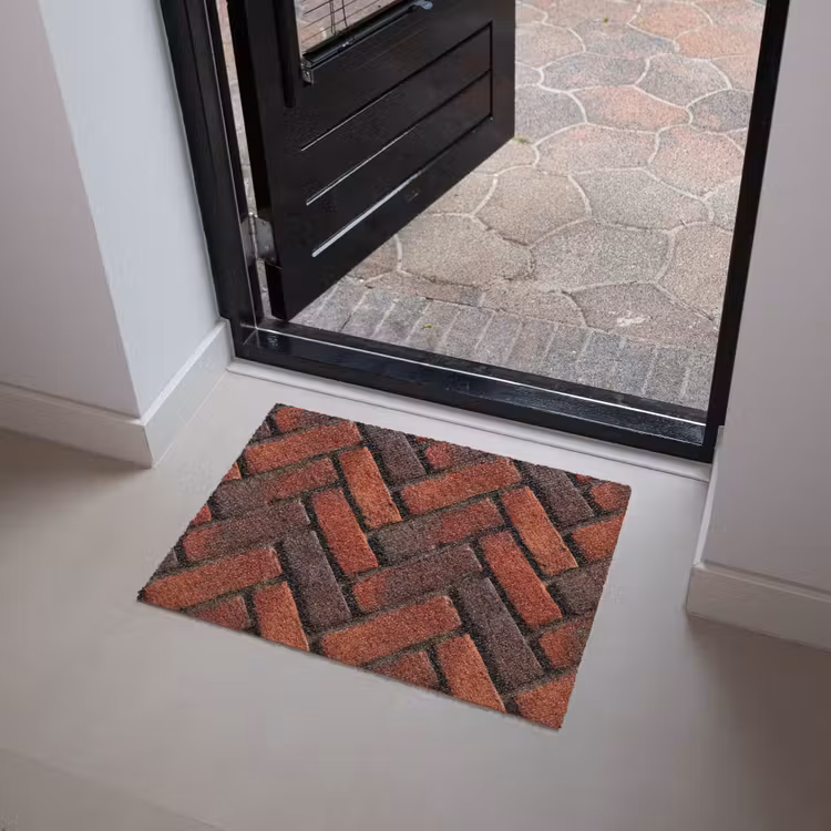 Bakstenen - Visgraat - Structuur - Roodbruin Deurmat klein 898 -sfeer5