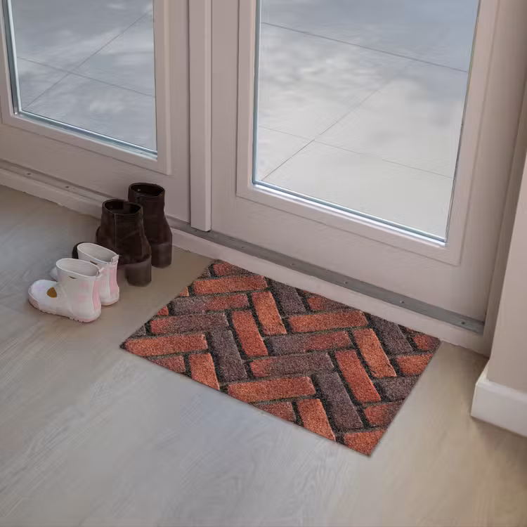 Bakstenen - Visgraat - Structuur - Roodbruin Deurmat klein 898 -sfeer3