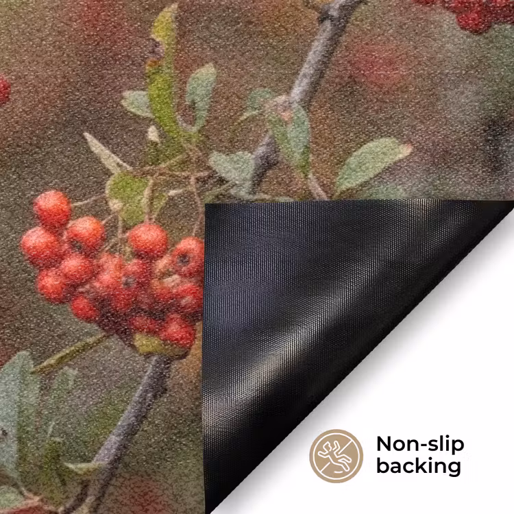 Goudvink - Bessen - Herfst - Natuur - Kleurrijk Deurmat klein -antislip_EN