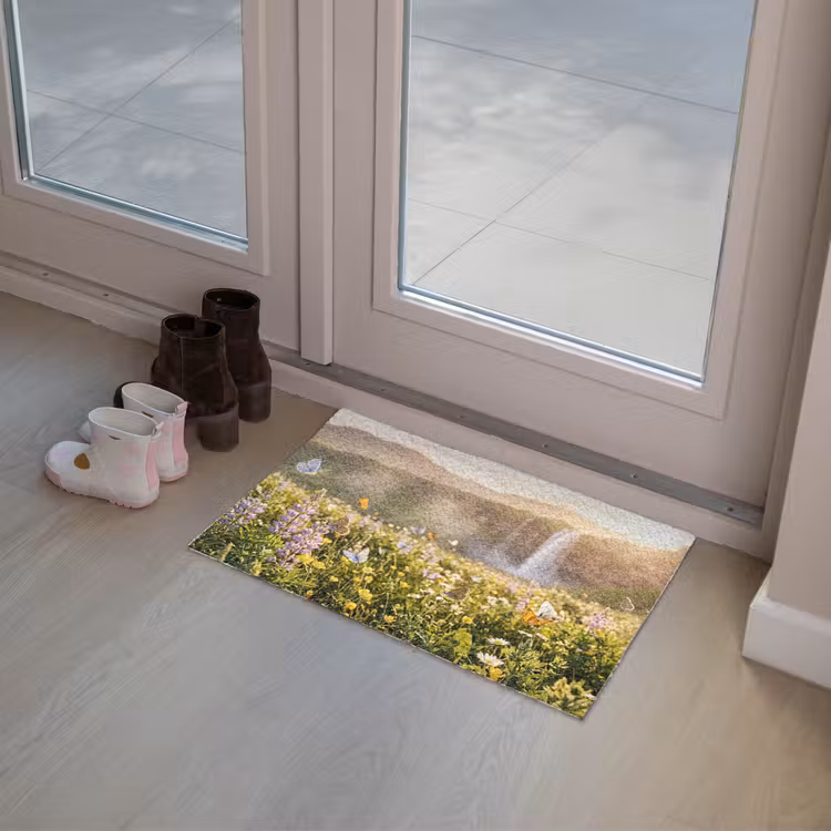 Vlinders - Waterval - Bloemenveld Deurmat klein -sfeer3