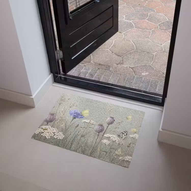 Vlinders - Wildbloemen - Illustratie - Kleurrijk Deurmat klein -sfeer5