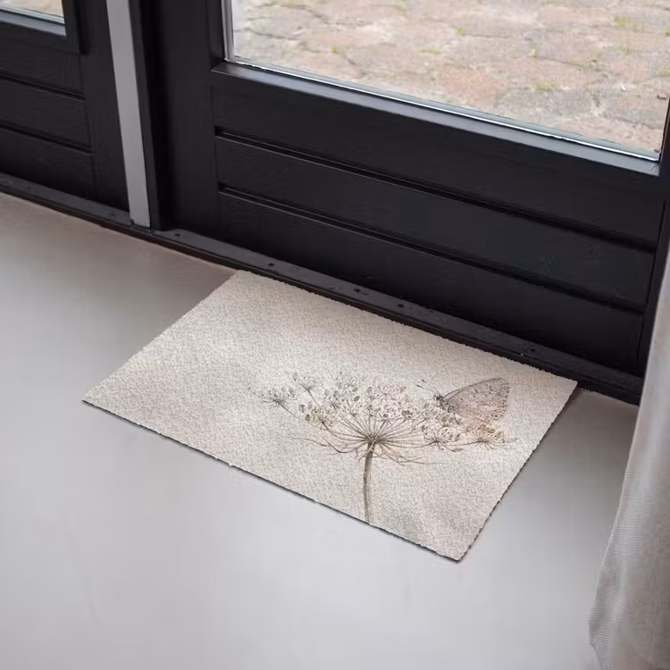 Vlinder - Bloem -Natuur - Beige Deurmat klein -sfeer2
