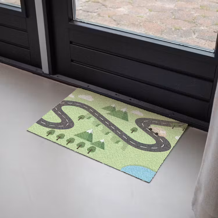 Auto - Bergweg - Natuur - Illustratie Deurmat klein -sfeer2