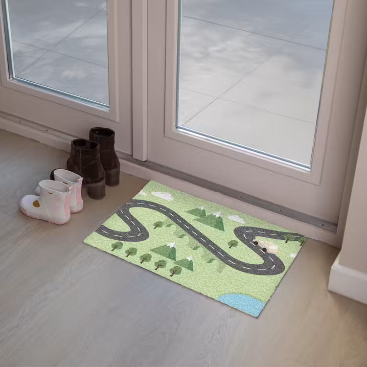 Auto - Bergweg - Natuur - Illustratie Deurmat klein -sfeer3