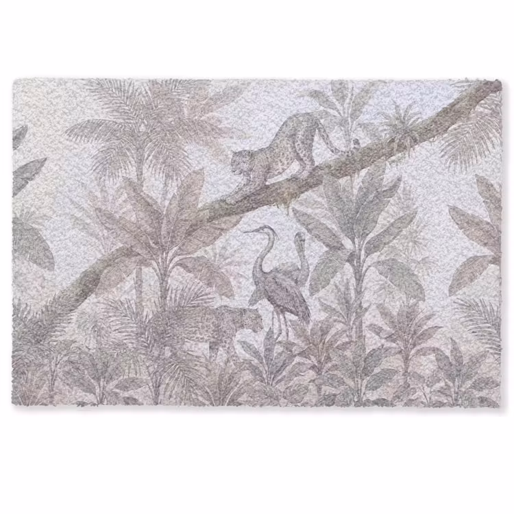 Kat - Vogel - Jungle - Illustratie - Dieren Deurmat klein -zkaufland3d