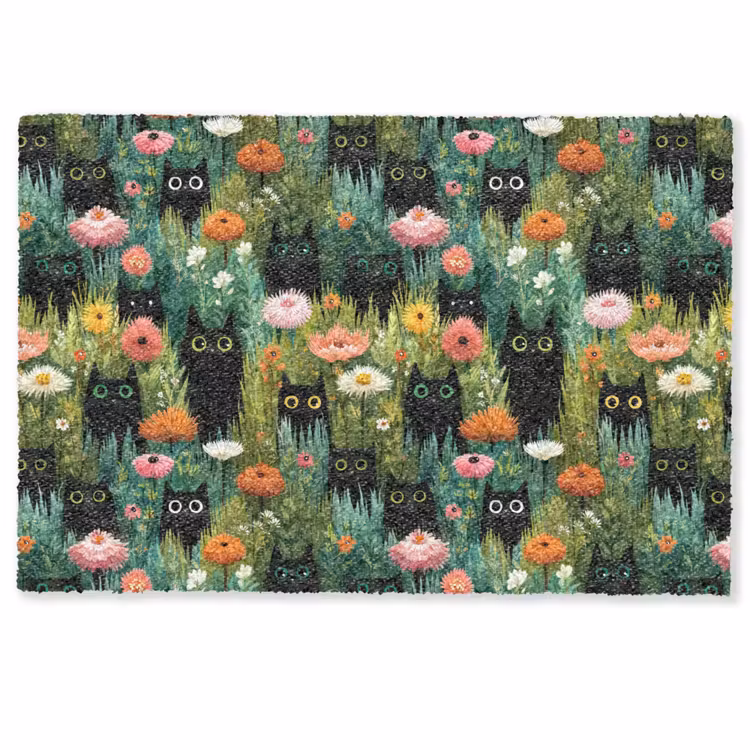 Katten - Bloemen - Kleurrijk Deurmat klein 898 -zkaufland3d