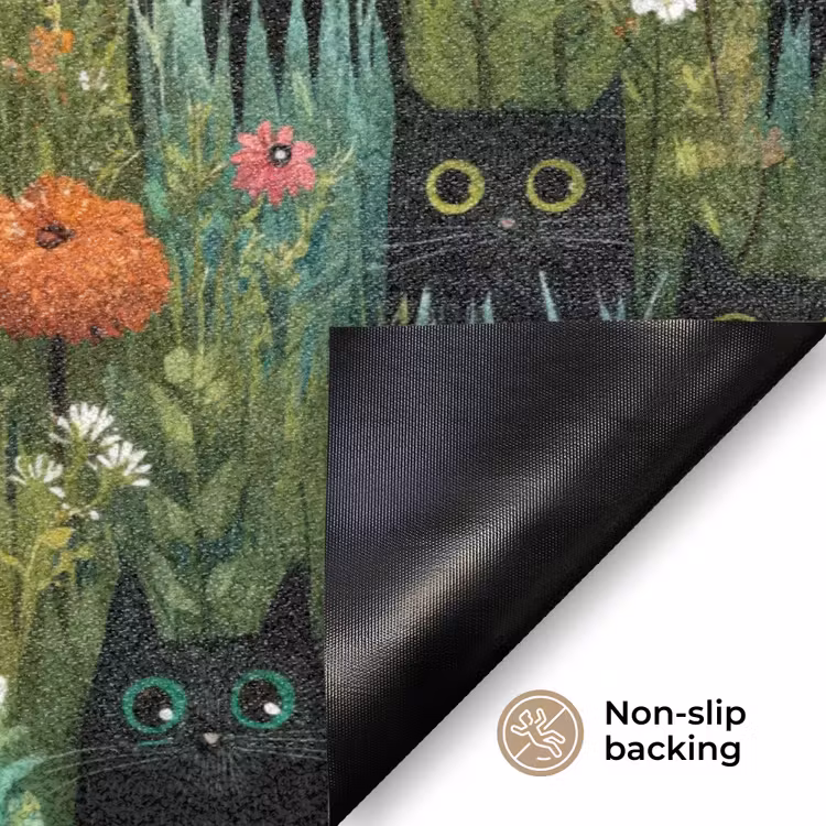 Katten - Bloemen - Kleurrijk Deurmat klein 898 -antislip_EN