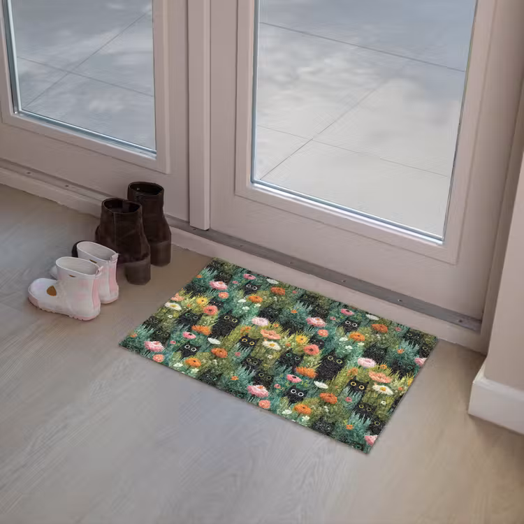 Katten - Bloemen - Kleurrijk Deurmat klein 898 -sfeer3