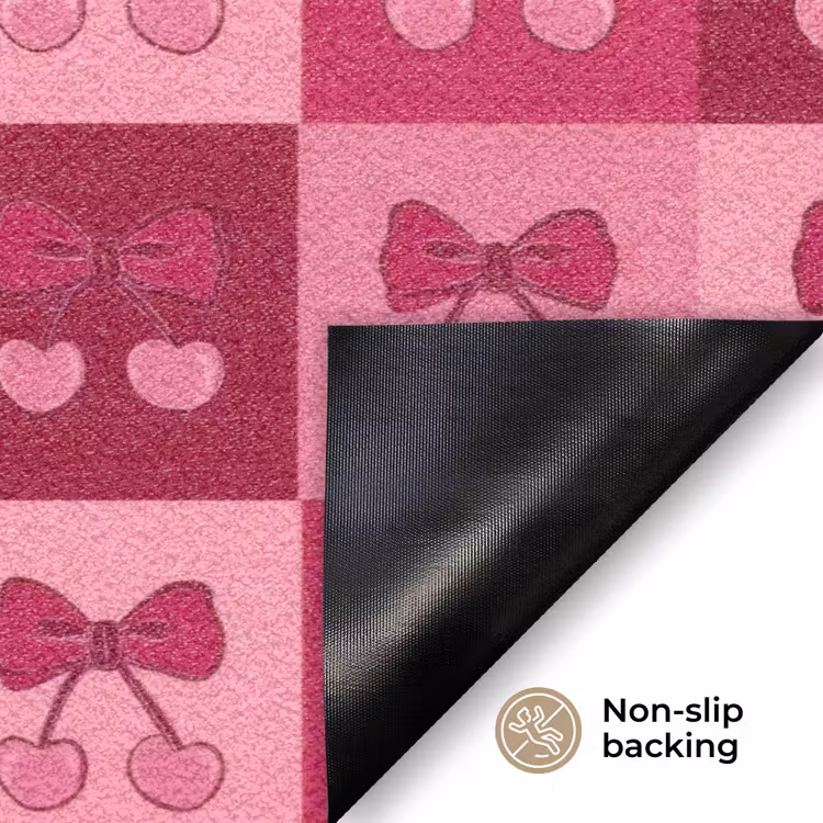 Kersen - Strikjes - Speels - Roze - Bordeaux Deurmat klein 898 -antislip_EN
