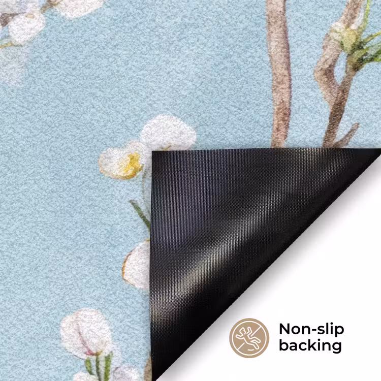 Kersenbloesem - Textuur - Blauw Deurmat klein 898 -antislip_EN