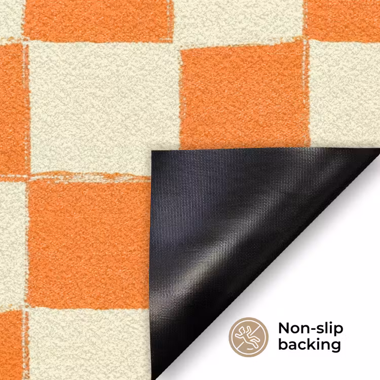 Schaak - Patroon - Oranje Deurmat klein 898 -antislip_EN