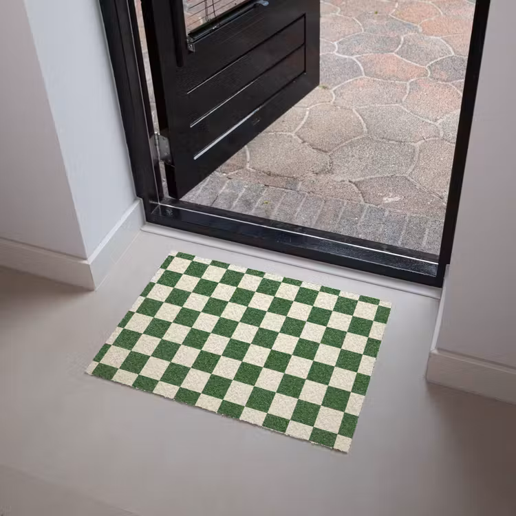 Schaakbord - Patroon - Groen Deurmat klein 898 -sfeer5