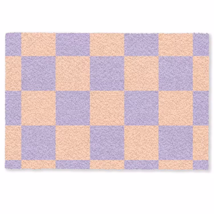 Schaakbord patroon - Paars - Roze - Blokjes Deurmat klein -zkaufland3d