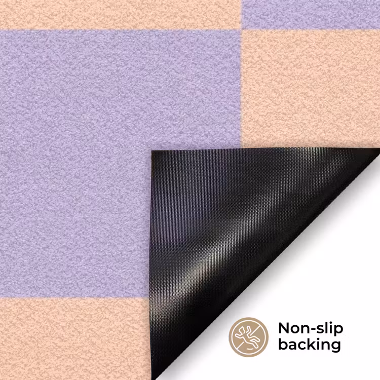 Schaakbord patroon - Paars - Roze - Blokjes Deurmat klein -antislip_EN