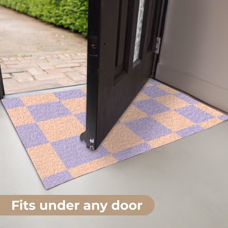 Schaakbord patroon - Paars - Roze - Blokjes Deurmat klein -USP_EN