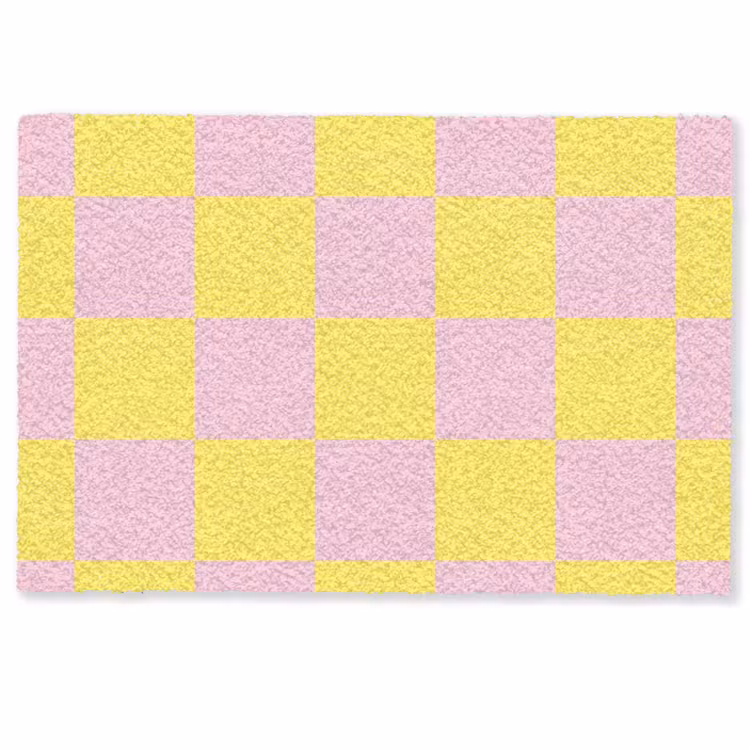 Schaakbord patroon - Geel - Roze - Blokjes Deurmat klein -zkaufland3d