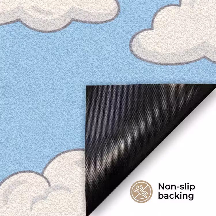 Wolk - Cartoon - Lucht - Blauw - Wit Deurmat klein -antislip_EN