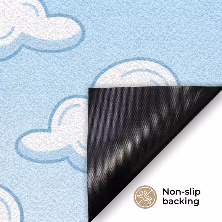 Wolk - Lucht - Cartoon - Blauw - Wit Deurmat klein -antislip_EN