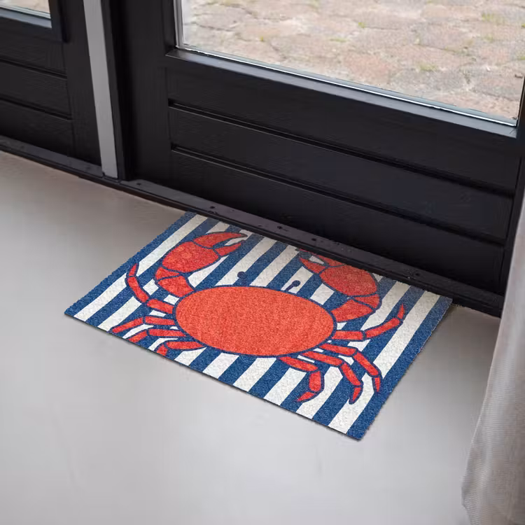 Krab - Strepen - Zeeleven - Illustratie - Rood Deurmat klein -sfeer2