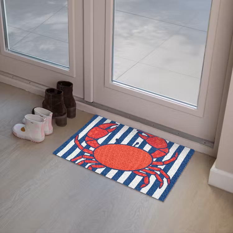 Krab - Strepen - Zeeleven - Illustratie - Rood Deurmat klein -sfeer3