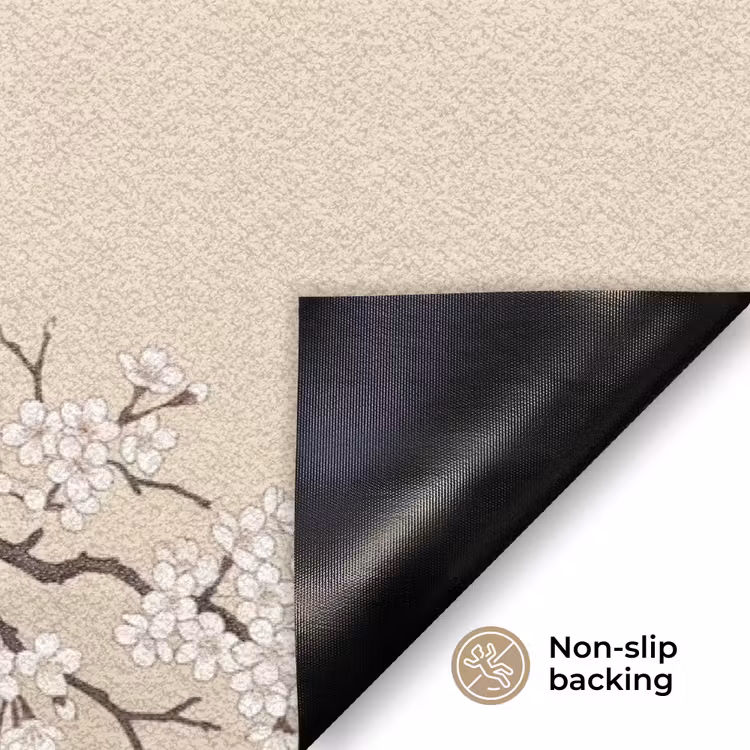 Kraanvogels - Bloesem - Beige Deurmat klein -antislip_EN