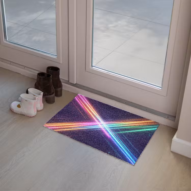 Kruisen - Lasterstralen - Neon Deurmat klein -sfeer3