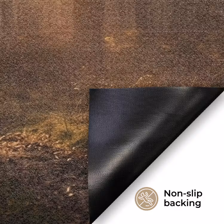 Hert - Bos - Mistig - Natuur - Goud Deurmat klein -antislip_EN