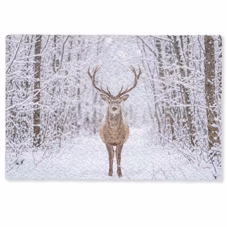 Hert - Winter - Bos - Natuur - Wit Deurmat klein -zkaufland3d