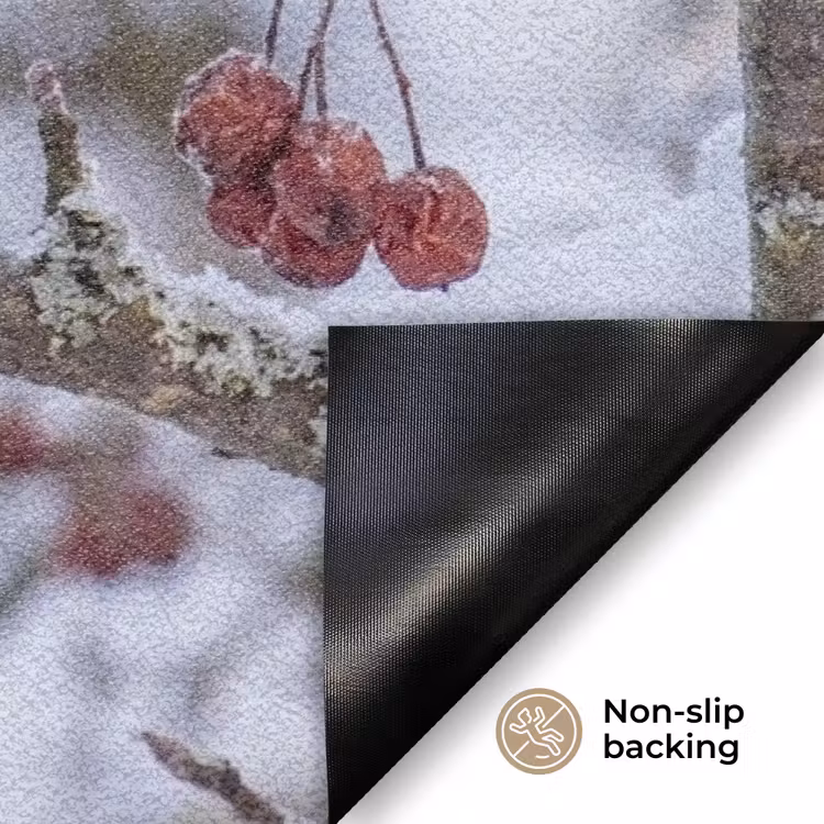 Pestvogel - Bessen - Winter - Natuur Deurmat klein -antislip_EN