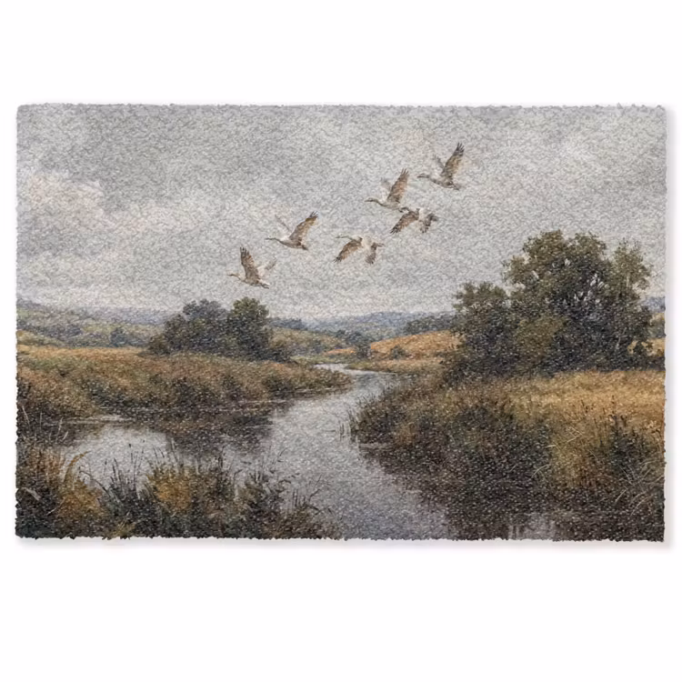 Eenden - Rivier - Landschap - Vlucht - Nostalgisch Deurmat klein -zkaufland3d