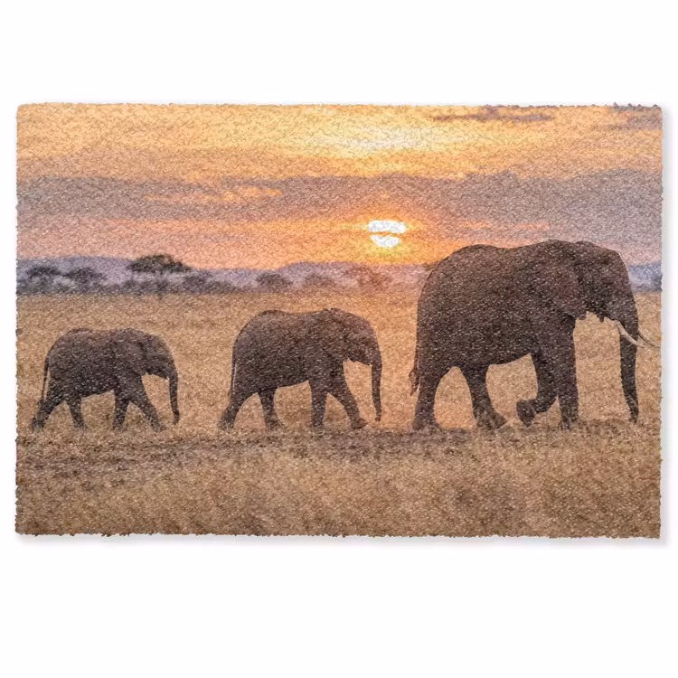 Olifanten - Savanne - Zonsondergang - Afrika - Warm Deurmat klein -zkaufland3d