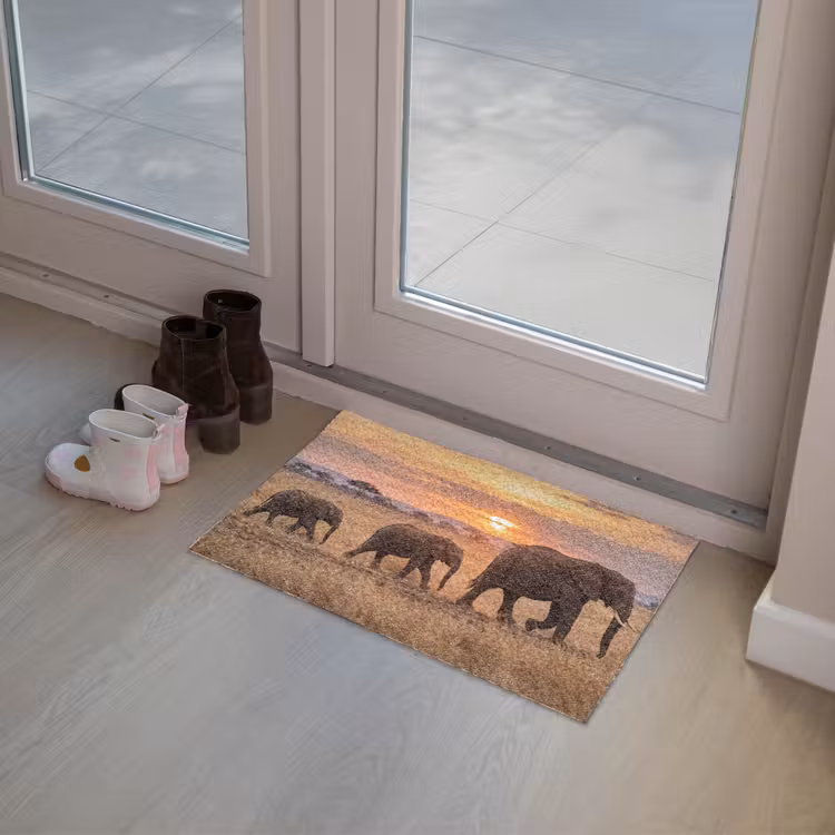 Olifanten - Savanne - Zonsondergang - Afrika - Warm Deurmat klein -sfeer3