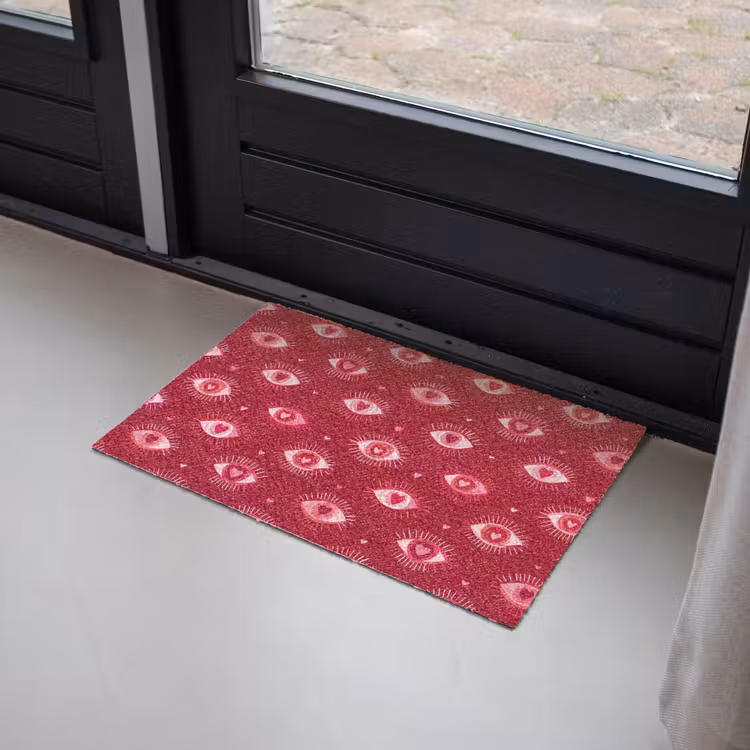 Ogen - Patroon - Roze - Donkerrood Deurmat klein 898 -sfeer2